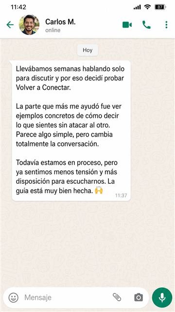 Testimonio de Carlos M. sobre Volver a Conectar