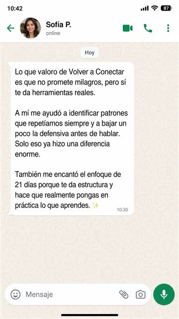 Testimonio de Sofía P. sobre Volver a Conectar